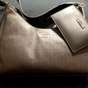 GUESS Black Shoulder Bag with Logo Charm